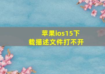 苹果ios15下载描述文件打不开