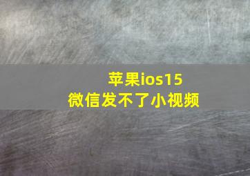 苹果ios15微信发不了小视频