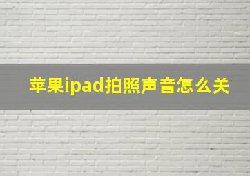 苹果ipad拍照声音怎么关