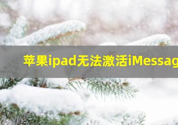 苹果ipad无法激活iMessaga