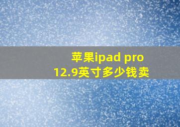 苹果ipad pro12.9英寸多少钱卖