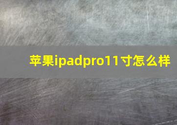 苹果ipadpro11寸怎么样