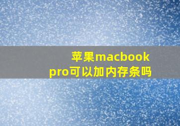 苹果macbook pro可以加内存条吗