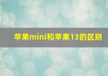 苹果mini和苹果13的区别