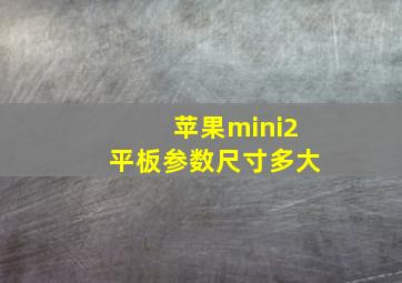 苹果mini2平板参数尺寸多大