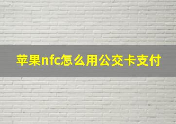 苹果nfc怎么用公交卡支付