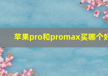 苹果pro和promax买哪个好