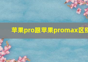 苹果pro跟苹果promax区别