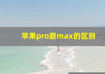 苹果pro跟max的区别