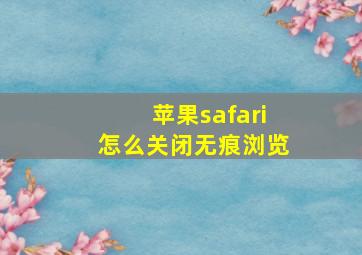 苹果safari怎么关闭无痕浏览