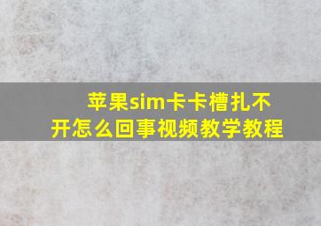 苹果sim卡卡槽扎不开怎么回事视频教学教程