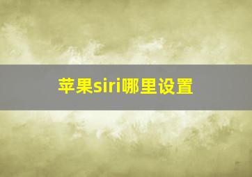 苹果siri哪里设置