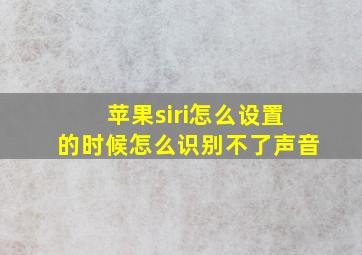 苹果siri怎么设置的时候怎么识别不了声音