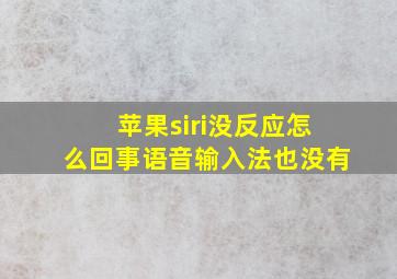 苹果siri没反应怎么回事语音输入法也没有