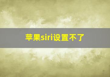 苹果siri设置不了