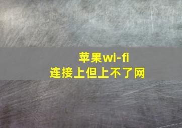 苹果wi-fi连接上但上不了网