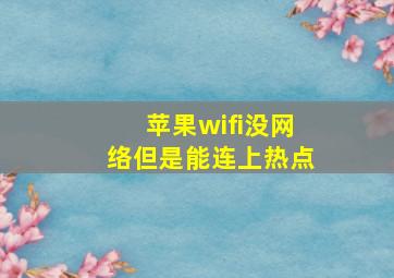 苹果wifi没网络但是能连上热点