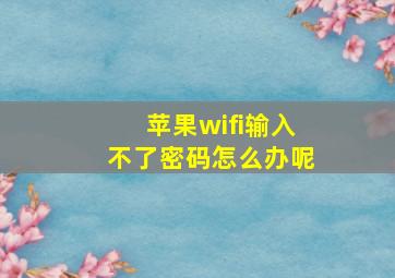 苹果wifi输入不了密码怎么办呢