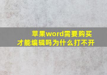 苹果word需要购买才能编辑吗为什么打不开