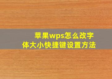 苹果wps怎么改字体大小快捷键设置方法