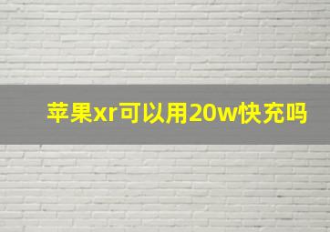 苹果xr可以用20w快充吗