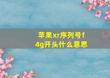 苹果xr序列号f4g开头什么意思