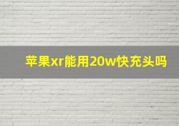 苹果xr能用20w快充头吗