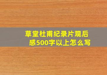 草堂杜甫纪录片观后感500字以上怎么写