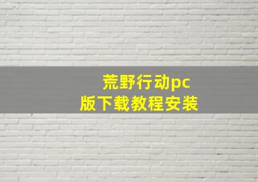 荒野行动pc版下载教程安装