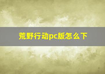 荒野行动pc版怎么下