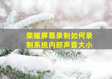 荣耀屏幕录制如何录制系统内部声音大小