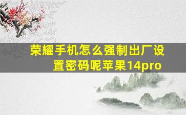 荣耀手机怎么强制出厂设置密码呢苹果14pro