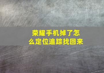 荣耀手机掉了怎么定位追踪找回来