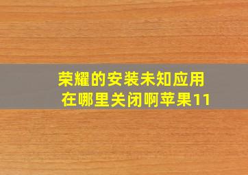 荣耀的安装未知应用在哪里关闭啊苹果11