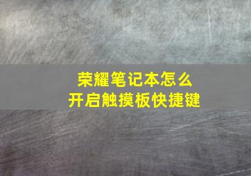 荣耀笔记本怎么开启触摸板快捷键