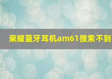 荣耀蓝牙耳机am61搜索不到