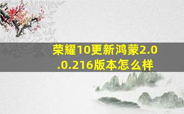 荣耀10更新鸿蒙2.0.0.216版本怎么样