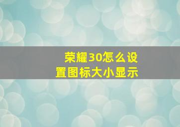 荣耀30怎么设置图标大小显示