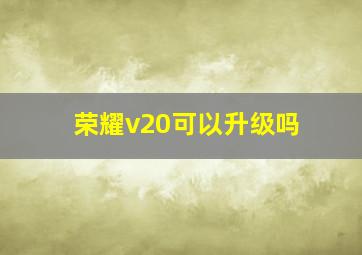 荣耀v20可以升级吗