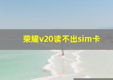 荣耀v20读不出sim卡