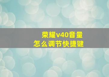 荣耀v40音量怎么调节快捷键