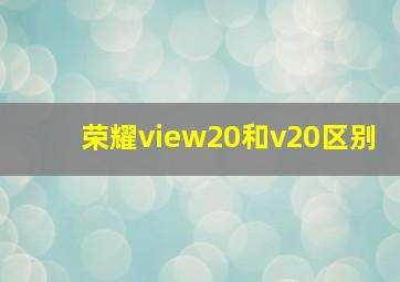 荣耀view20和v20区别