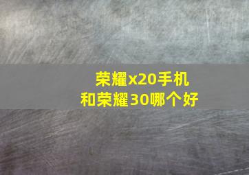 荣耀x20手机和荣耀30哪个好