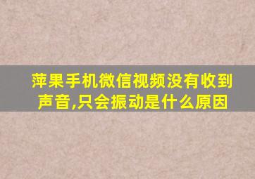 萍果手机微信视频没有收到声音,只会振动是什么原因