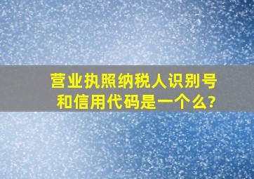 营业执照纳税人识别号和信用代码是一个么?