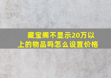 藏宝阁不显示20万以上的物品吗怎么设置价格