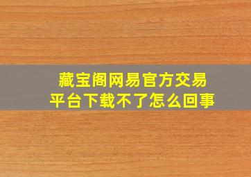 藏宝阁网易官方交易平台下载不了怎么回事