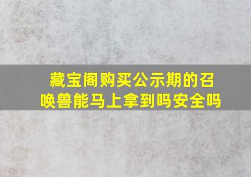 藏宝阁购买公示期的召唤兽能马上拿到吗安全吗