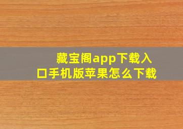 藏宝阁app下载入口手机版苹果怎么下载