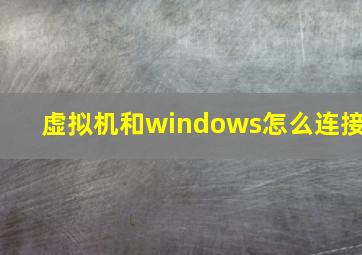 虚拟机和windows怎么连接